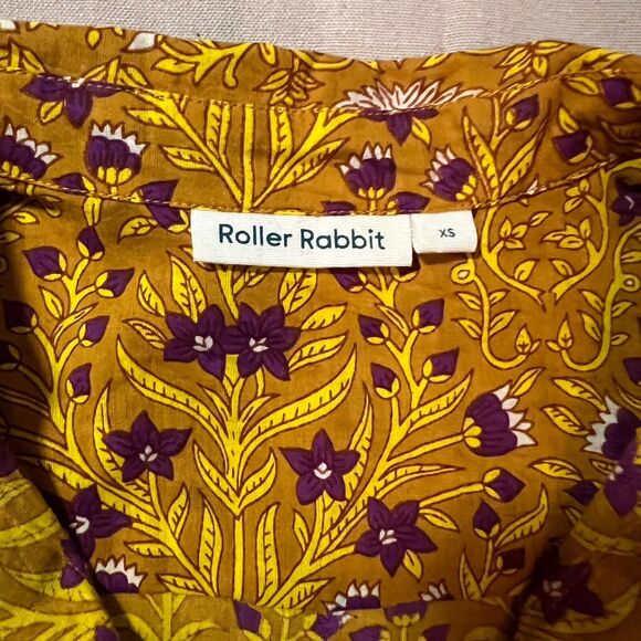 Roller Rabbit‎ Rhône Guy Shirt Floral Yellow Purple Long Sleeve Button Down XS - Picture 8 of 9